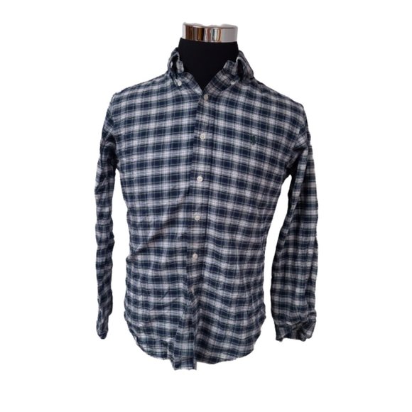 RALPH LAUREN Mens Medium Green Blue Plaid Classic Fit Long Sleeve Button Shirt - Picture 1 of 10